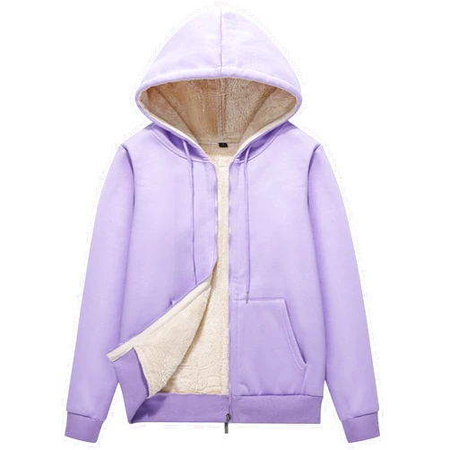 Flygo Women Winter Hoodies Zip Up Fleece Sherpa Lined Warm Sweatshirts Jacket