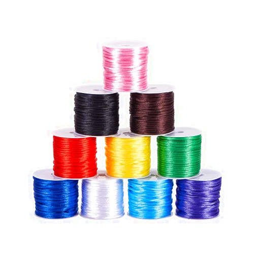 PH PandaHall 100 Yards 2mm Satin Rattail Cord Nylon String Trim Silk Cord Beading String for Friendship Bracelet Necklace Chinese Knot Macramé Trim Dream Catchers Braid Hair 10 Color