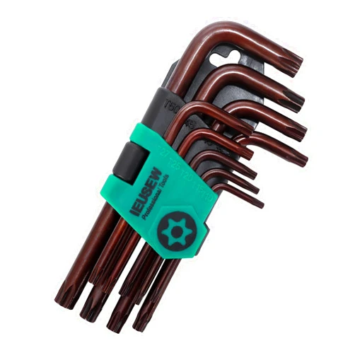 Ieusew Torx Star Allen Wrench Set, Tamper Resistant Star Key Set, S2 Steel, 9-Piece Star Wrench Key Set T10-T50