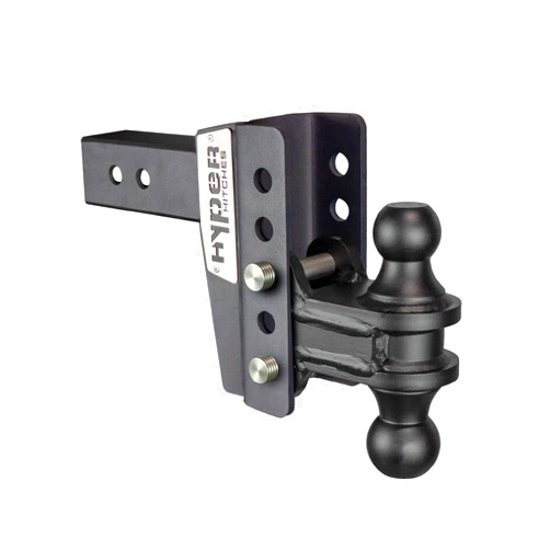 Hyper Hitches M255 Adjustable Trailer Hitch, Fits 2-Inch Receiver, 3-Inch Adjustable Drop/Rise, Includes 2-Inch and 2 5/16-Inch Dual-Ball Hitch, Up to 25,000 GTW, Made in The USA, Black