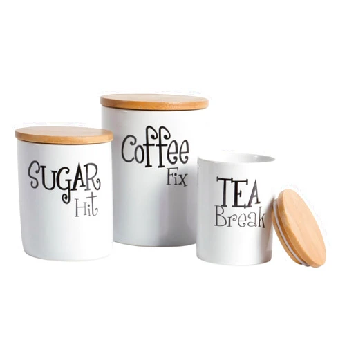 DII Kitchen Accessories Retro Collection, Ceramics, Canister Set, White, 3 Piece