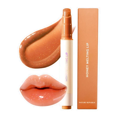 Nature Republic HONEY MELTING LIP GLITTER (14 MAPLE) SOFT LIP STICK,Lip Gloss, Glow lip, glossy, lip balm, lip crayon, jelly gloss, lip pen, tint gloss, sheer lip, lip glitter, korean make up