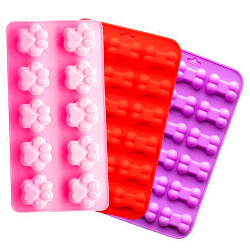 Anzline Cute Puppy Dog Paw and Bone Silicone Molds, Food Grade Silicone Mold,Reusable Non-Stick Ice Cube Mold,Silicone Ice Molds Trays,Chocolate, Candy, Jelly, Ice Cube For Christmas (3PCS)