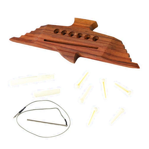 LiebeWH Acoustic Guitar Bridge Replacement Rosewood with Nut Saddle and Pins Pre Slotted for 6 String Guitar Sound Enhancement