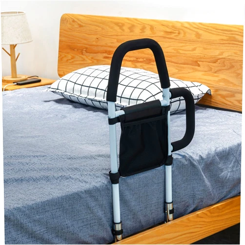 LEACHOI Bed Rails for Elderly Adults - Bed Assist Rail with Dual Grab Handles for Easily Getting in & Out of Bed, Bed Rail with Storage Pocket, fits King, Queen, Full, Twin, 300lbs