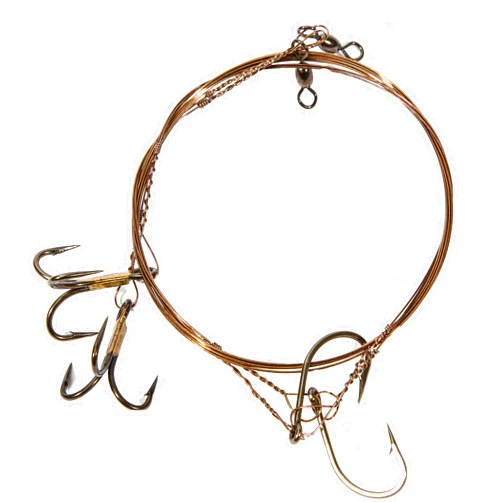 Boone Single Hook 2/0 Live Bait Rig (Pack of 2), 1# 2 Treble Hook, Gold