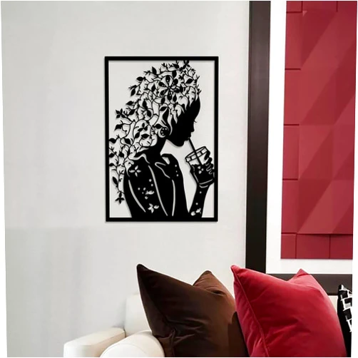 cape leadwort Metal Minimalist Abstract Woman Wall Art Line, Drawing Wall Art Decor, Single Line Female Home Hanging Wall Art Decor, Abstract Wall Artfor Kitchen Bathroom Living Room