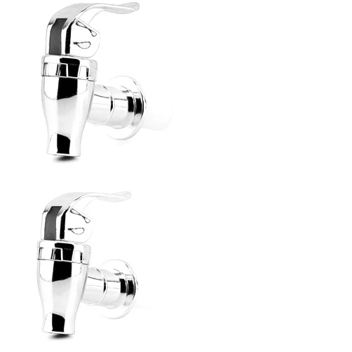 Cornucopia Brands Cornucopia Push Style Spigots for Beverage Dispenser Carafes (2-Pack), Replacement Lever Pour Spouts, Chrome Design Lock Open Style
