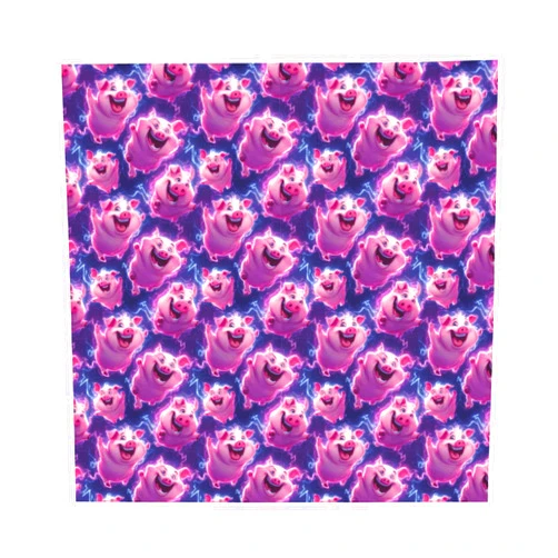 Qewfoju Cute Pig Pattern Unisex Paisley Bandana Multi-Purpose Square Scarfs Face Cover Kerchief Headband Accessories For Cycling Hiking Walking Running