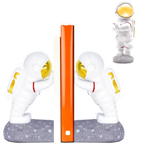 Joyvano Astronaut Bookends Reflective Gold + Praying Astronaut Figurine