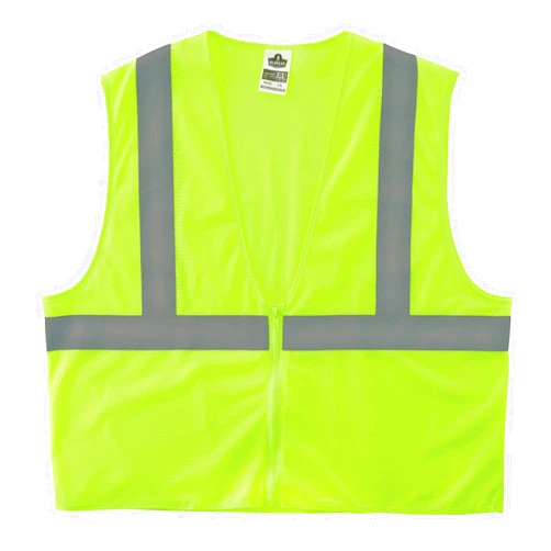Ergodyne GloWear Hi-Vis Safety Vest - Type R, Class 2, Orange, Mesh, Zipper, Regular Fit, Adult, Unisex, Safety Vest