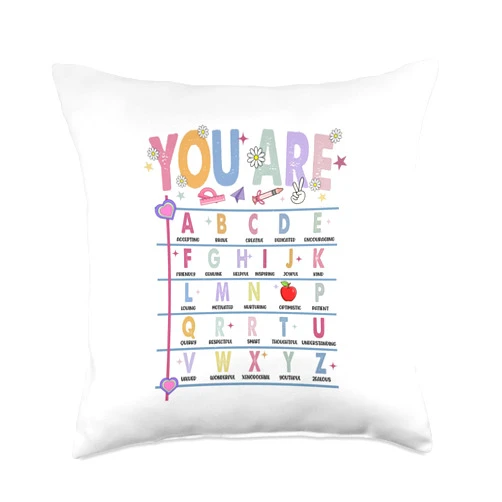 Back To School Teacher You Are Letters Alphabet Learn ABCs Back To School Throw Pillow