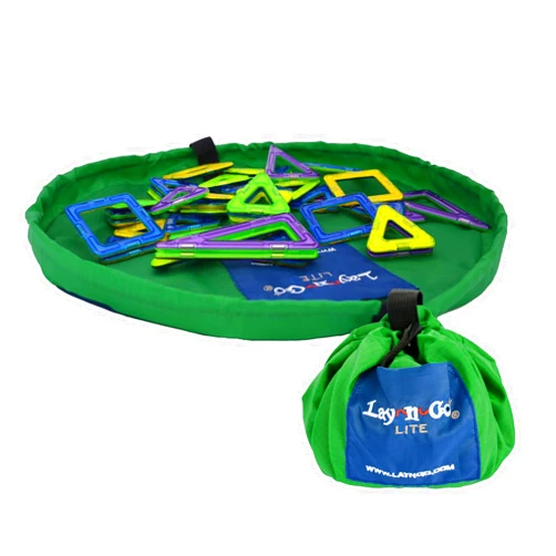 Lay-n-Go 2-in-1 Small Portable Drawstring Toys Storage Organizer and Play Mat for Room and Travel, Made for Kids and Toddlers with a Durable Patented Design