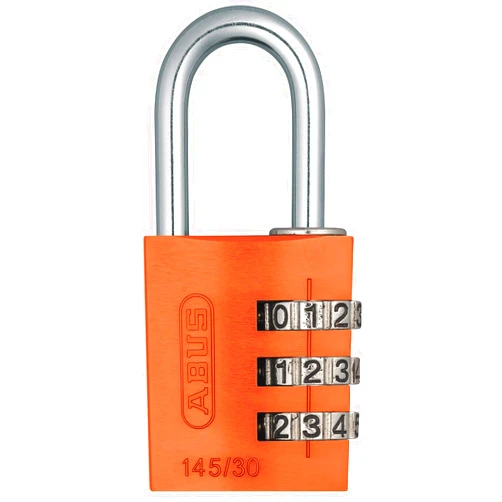 ABUS 145/30 C Aluminum Resettable Combination Padlock, 3 Dial, Orange