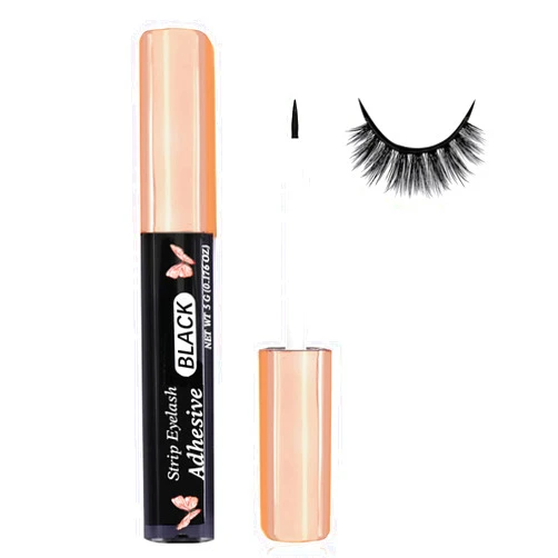 CMNRO Black Eyelash Glue Super Strong Hold Black Eyelash Adhesive Waterproof Lash Glue Latex-Free Suitable for Sensitive Eyes Lashes 5ml 0.18 OZ (1 Pack Black)