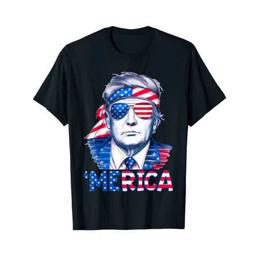 Merica Trump Sunglass US Flag Trump Vectory Shirt Donald Trump Won Elections 2024 'Merica USA Flag Sunglass T-Shirt