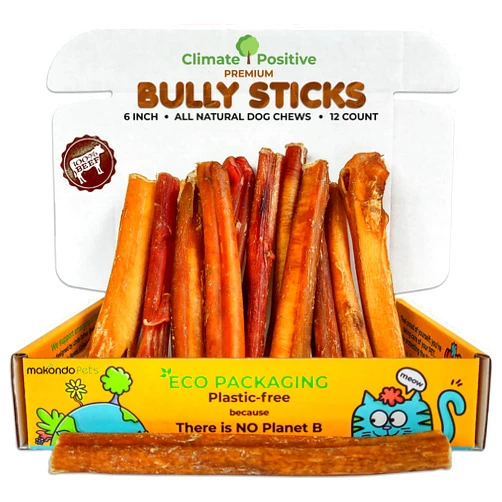 Makondo Pets Bully Sticks 100% Natural Beef Dog Chews, 6” Premium Quality Healthy Dog Treats for Training Suitable for Puppies & Adults, Zero Filler or Preservatives 12Pcs 340g
