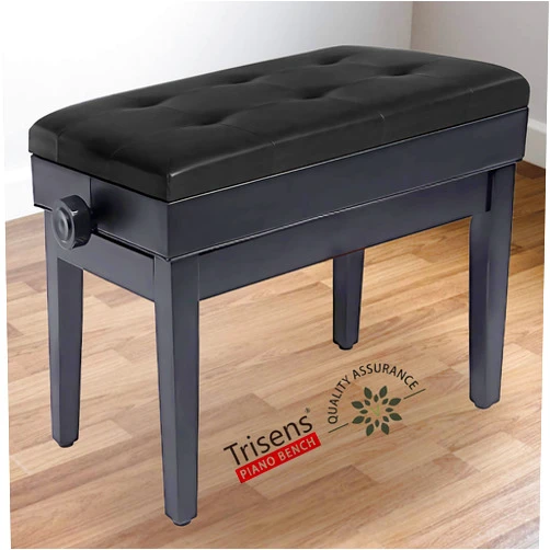 Trisens Adjustable Piano Bench Wooden Piano Stool with Music Storage & Height Adjustable-PU Leather and Solid Wood (Black with Music Storage)
