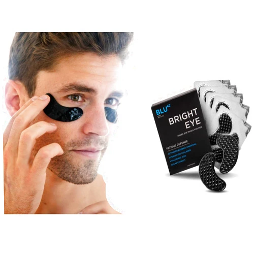 BLU42 Mens Activated Charcoal Eye Patches, Anti-Wrinkle, Energizing Eye Masks, Eliminates Wrinkles, Puffiness, & Dark Circles (Pack of 5 Treatments)