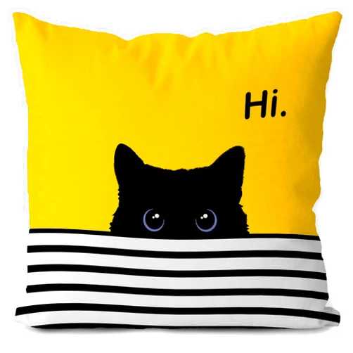 Likjad cat pillow covers, Cat Gifts for Women,Cat Mom Gifts,Cat Throw Pillow Covers 18x18,Cat Pillow Case, yellowe Cat Throw Pillows covers, Black Cat Gifts for Cat Lovers, cat gifts for cat lovers (yelllow)