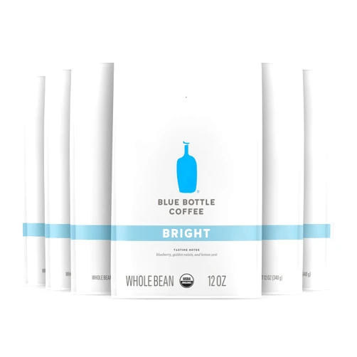 Blue Bottle Coffee Blue Bottle Whole Bean Organic Coffee, Bright, Light Roast, 12 Ounce Bag (Pack of 6)