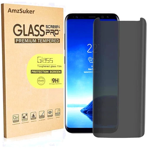 AmzSuker [2Pack] for Galaxy S8 Privacy Anti-Spy Tempered Glass Screen Protector, [Case Friendly][Bubble Free][9H Hardness][Anti-Scratch] Tempered Glass Screen Protector for Samsung Galaxy S8