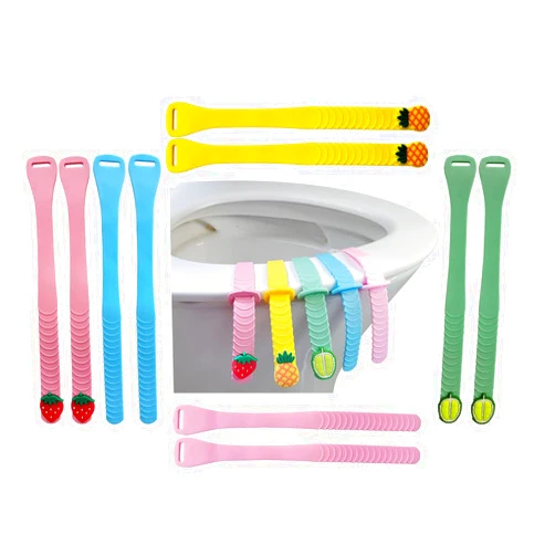 XIWUMOER Toilet Seat Lifter, 10 Pcs Silicone Handle, Bathroom Toilet Accessories, Home, Office, Hotel, Yellow, Pink, Blue