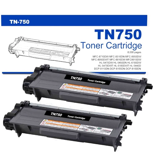 BUEGOO TN750 Black High Yield Toner Cartridge Replacement for Brother TN-750 TN-720 TN720 for HL-5450DN HL-5470DW HL-6180DW MFC-8710DW MFC-8910DW MFC-8950DW Printers, 2 Pack