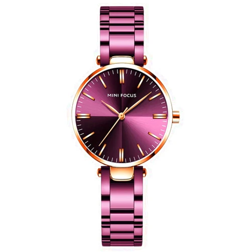 BESTKANG Women Watches Luxury Stainless Steel Analog Quartz Wrist Watch Ladies Waterproof Elegant Business Wrist Watch Purple