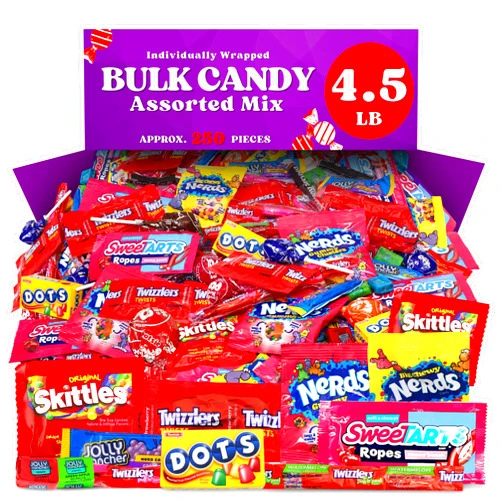 Taboom Bulk Mixed Candy Individually Wrapped Variety Pack - 4.5 Pounds Assorted Candies for Pinata Fillers, Schools, Office Treats, and Party Bags - Christmas Candy | Approx. 250 Pieces