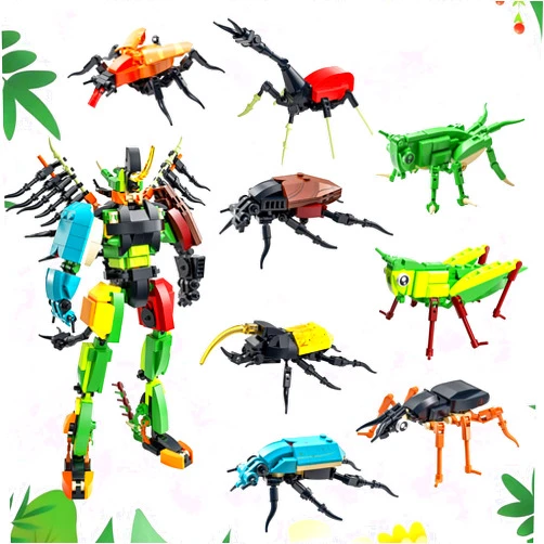 Flubecrux Bugs Insects Collection Building Sets, 8 in 1 Animals Party Favors Toys for Kids, Bugs Building Kits Nature Home Display Decor, Birthday Xmas Gift Idea for Boys and Girls 6 8 12+