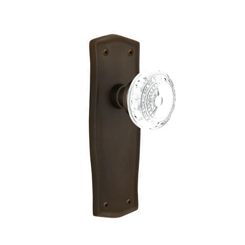 Nostalgic Warehouse 753582 Single Dummy Prairie Plate with Crystal Meadows Knob, Oil-Rubbed Bronze