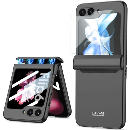 TOPSEM Case for Samsung Galaxy Z Flip 6 Built in External Screen Protector and Hinge Protection,Heavy Duty Shockproof Anti-Scratch Full Body Protective Phone Cover for Galaxy Z Flip 6 5G (Black)