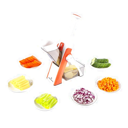 ONCE FOR ALL Safe Mandoline Slicer 5 in 1 Vegetable Cutter, Strips Julienne Dicer Adjustable Thickness 0.1-8 mm for Kitench Fast Meal Prep (Orange)