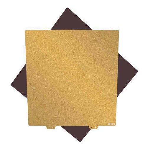 FYSETC 3D Printing Build Platform CR10 S5 Upgrades Flexible Spring Steel Sheet 510x510mm/20x20in Bed Double Sided Textured Pei Powder Coated Gold Build Plate with Sticker Base 2.0MM