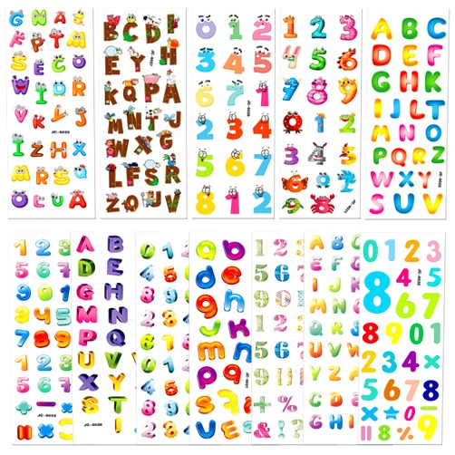 BBPOOL Letters Numbers Stickers for Kids, 24 Sheets 600+ 3D Puffy Numbers and Alphabet Stickers for Toddler Craft Scrapbooking Preschool Reward Goody Bag Stuffers Birthday Gifts