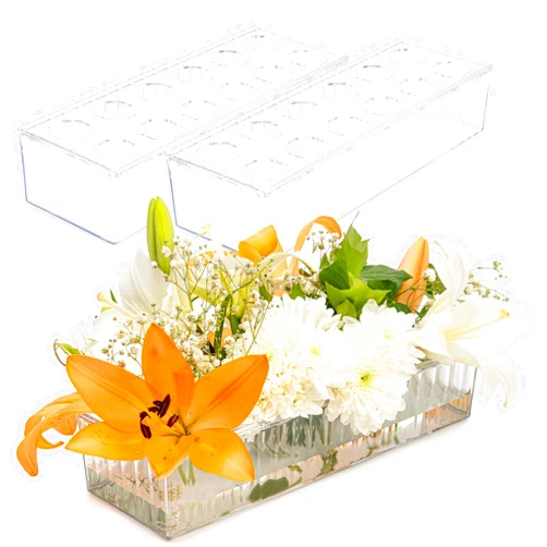 D&D Living 2 Pack Leak-Proof Wave Design Acrylic Long Vases for Centerpieces - 24