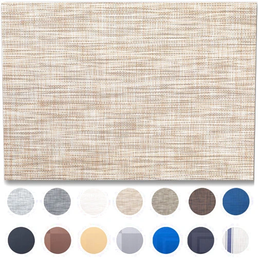 Onebento Placemats Set of 6 - Easy Clean Woven Vinyl Placemats for Dining Table, Indoor/Outdoor Place Mats, Washable PVC Table Mats（Caramel）
