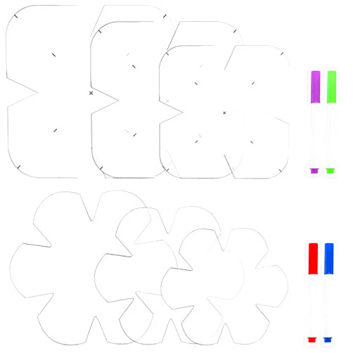Suwimut 6 Pieces Bowl Cozy Template 3 Sizes, 8/10/12 Inch Clear Acrylic Bowl Wrap Sewing Pattern Template with 4 Pieces Water Soluble Pen for Crafts, Bowl Batting Quilting Template Cut on Fold Stencil