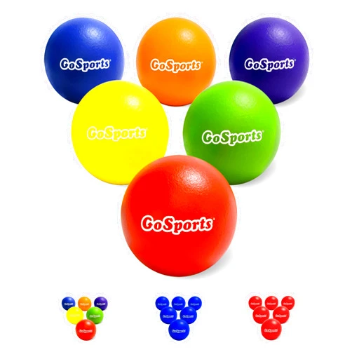 GoSports Soft Skin Foam Playground Dodgeballs - Choose 6 or 7 Inch No Sting Balls for Kids - Set of 6 Includes Mesh Carry Bag