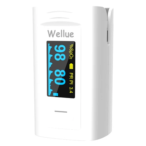Wellue Pulse Oximeter Fingertip, Blood Oxygen Saturation Monitor with Built-in Memory, Beep reminder, OLED screen, Batteries and Lanyard