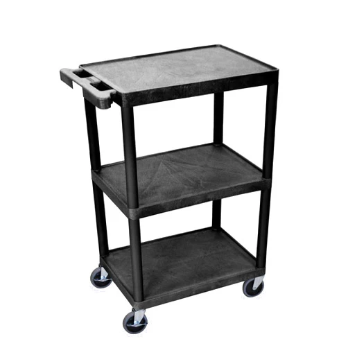 Luxor Multipurpose Storage Utility Cart 3 Shelves Structural Foam Plastic - Black