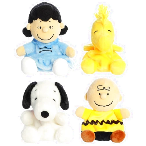 Aurora Peanuts Palm Pal Plush Bundle, Charlie Brown, Lucy, Woodstock and Snoopy