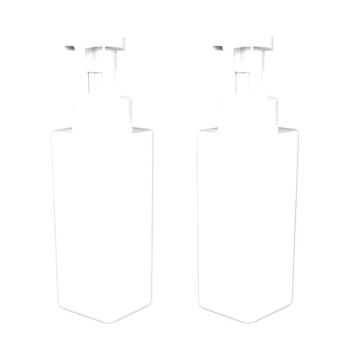 OBED Foaming Hand Soap Dispenser 2Pcs Set, 17oz/500mL Plastic Ultra-Durable Pump Bottle, Eco-Friendly and Reusable for Foam Soap or Shampoo - White
