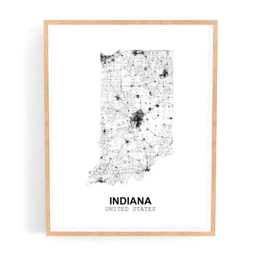 Eleville 8X10 Unframed Indiana United States Country View Abstract Road Modern Map Art Print Poster Wall Office Home Decor Minimalist Line Art Hometown Housewarming wgn171