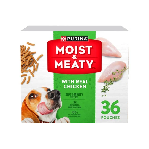 Purina Moist & Meaty Purina Moist and Meaty with Real Chicken Recipe Soft Dog Food Pouches - 36 ct. Box