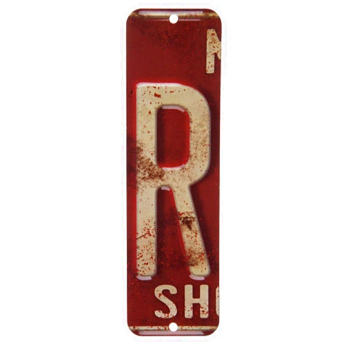 Generic Antique Retro License Plate Indiviidual Alphabet Monogram Wall Letters Use with Wall Mounted Mailboxes, Mancave, Garage Spell Name or Initials Unique Nursery to Teenagers Room (R)