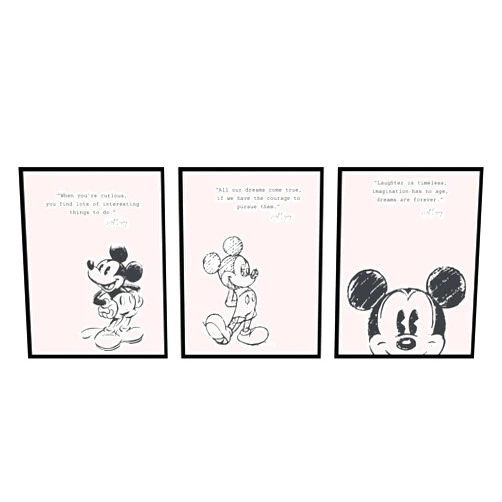 BigWig Prints Mickey Mouse Wall Decor - Mickey Mouse Wall Art Quotes, Nursery Decor Pictures, Motivational Inspirational Room Decoration Posters, Bathroom Art Classroom - Unframed 3 Pack (8x10)