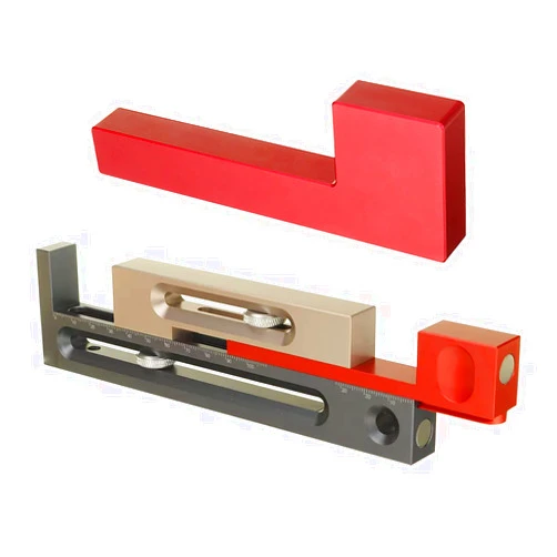 Dcvbny Table Saw Slot Adjuster Mortise and Tenon tool Aluminum Alloy Movable Ruler Making Seam Adjustment Controller Table Woodworking Tool (Upgraded Version Red)