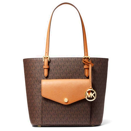 Michael Michael Kors Michael Kors Jet Set Medium Multifunction Logo Pocket Tote - Brown/Acorn